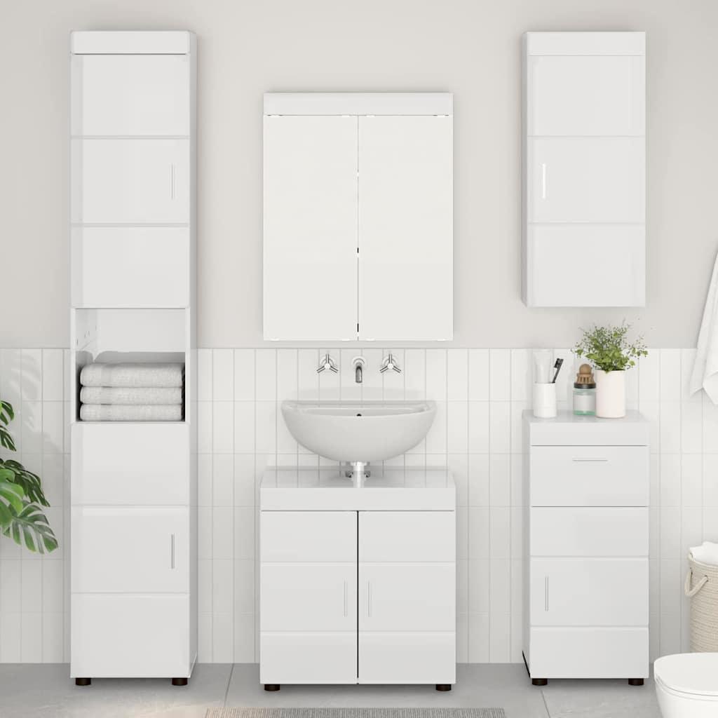 Badeværelsesvægskab TULUM Høj gloss hvid 37 x 24,5 x 86 cm billede