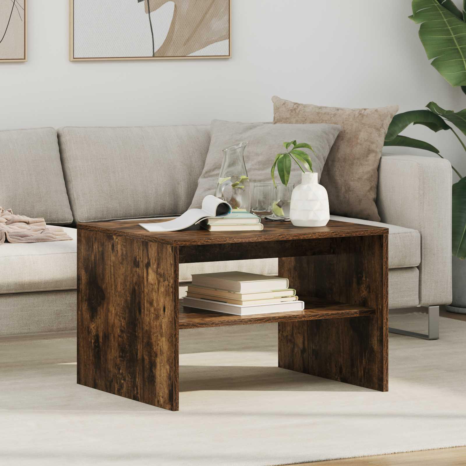 Sofabord Røget eg 60 x 50 x 40 cm Konstrueret træ billede