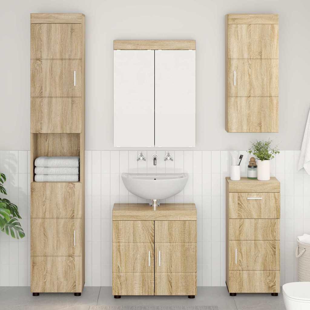Badeværelsesvægskab med hylde TULUM Sonoma eg 37 x 24,5 x 86 cm billede