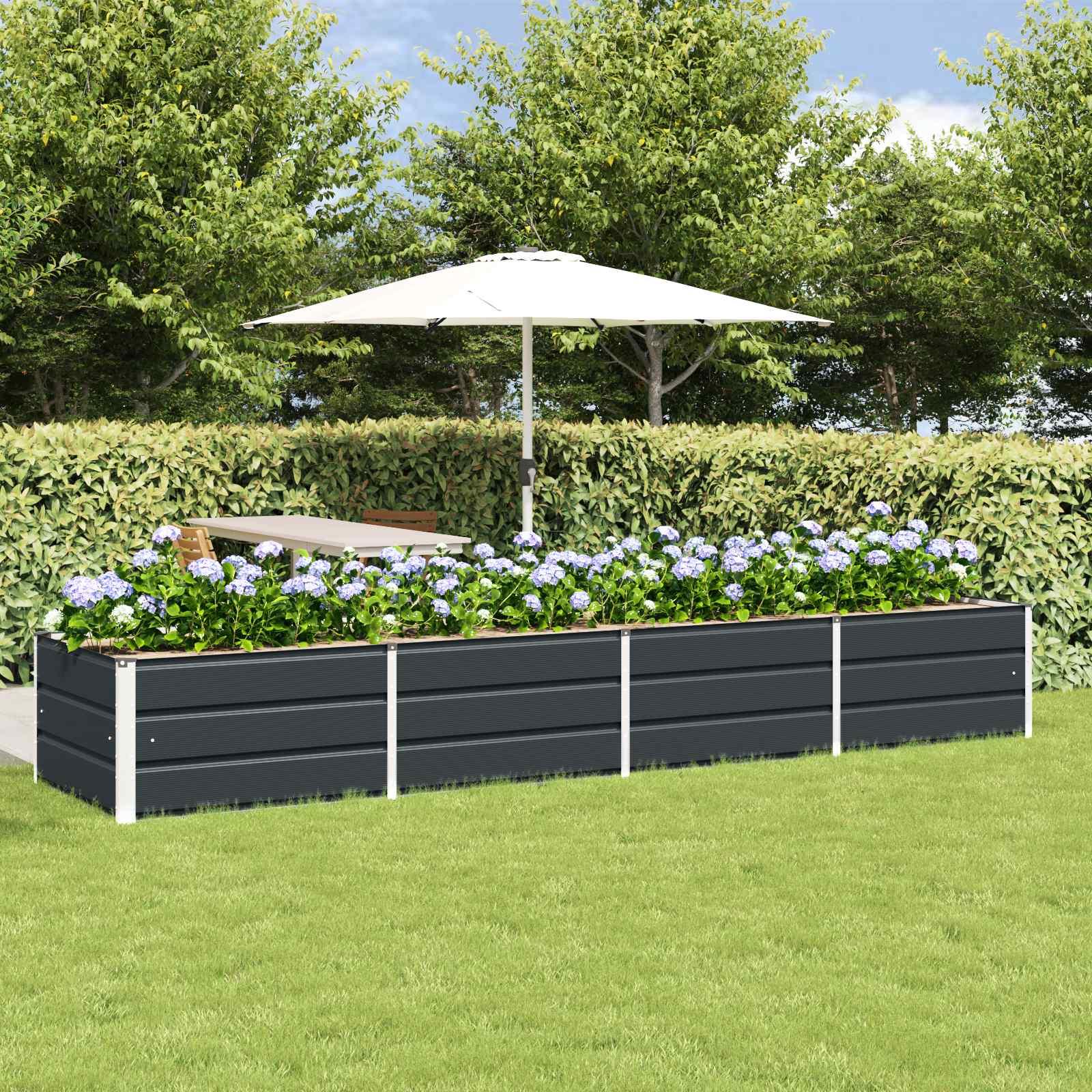 Plantekasse Antracit 320 x 80 x 45 cm Stål billede