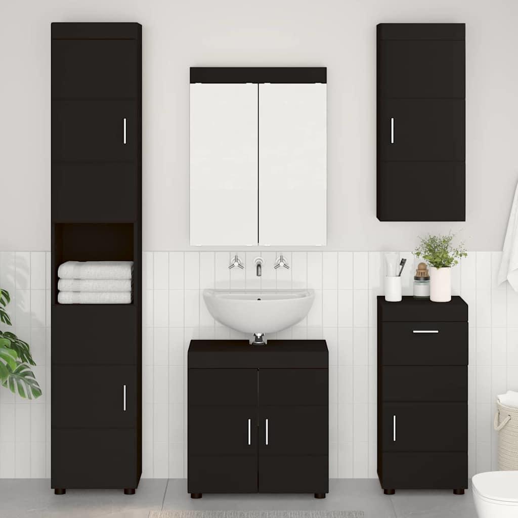 Badeværelsesvægskab med hylde TULUM Sort 37 x 24,5 x 86 cm billede