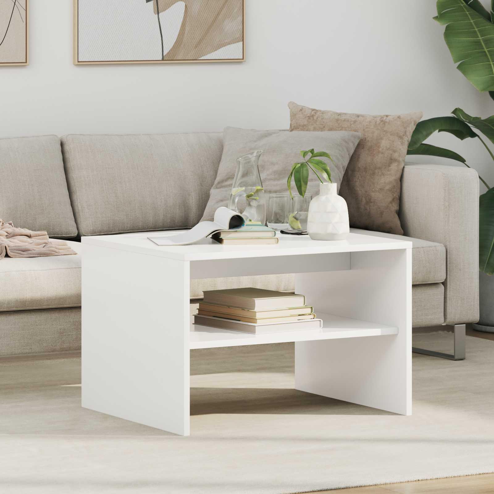 Sofabord Hvid 60 x 50 x 40 cm Konstrueret træ billede