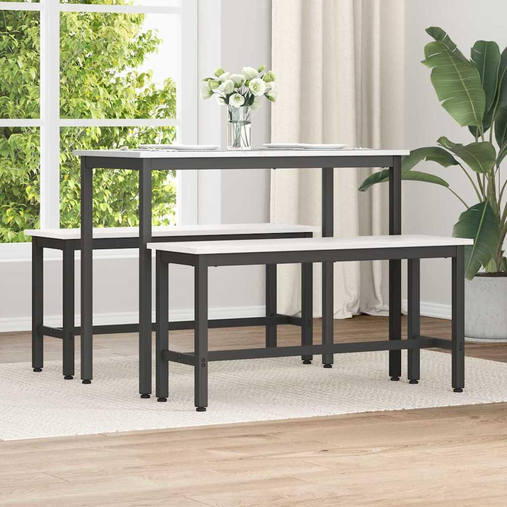 Spisebænk 2 stk Hvid 100 x 32,5 x 49 cm Massivt fyrretræ billede