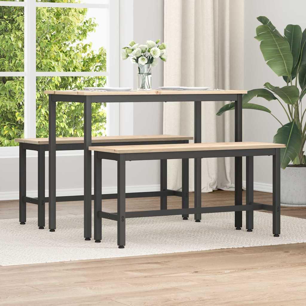 Spisebænke 2 stk Naturfarvet 100 x 32,5 x 49 cm billede