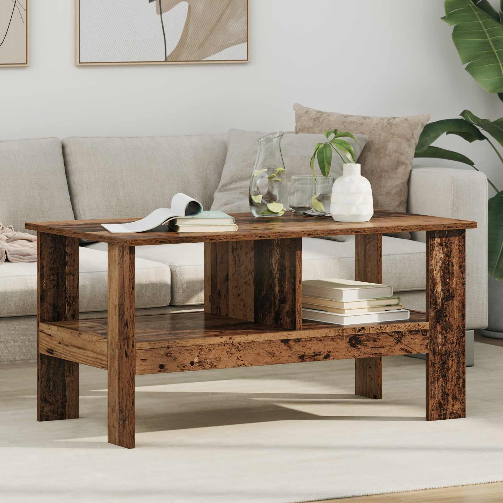 Sofabord Gammelt træ 90 x 50 x 45 cm Konstrueret træ billede