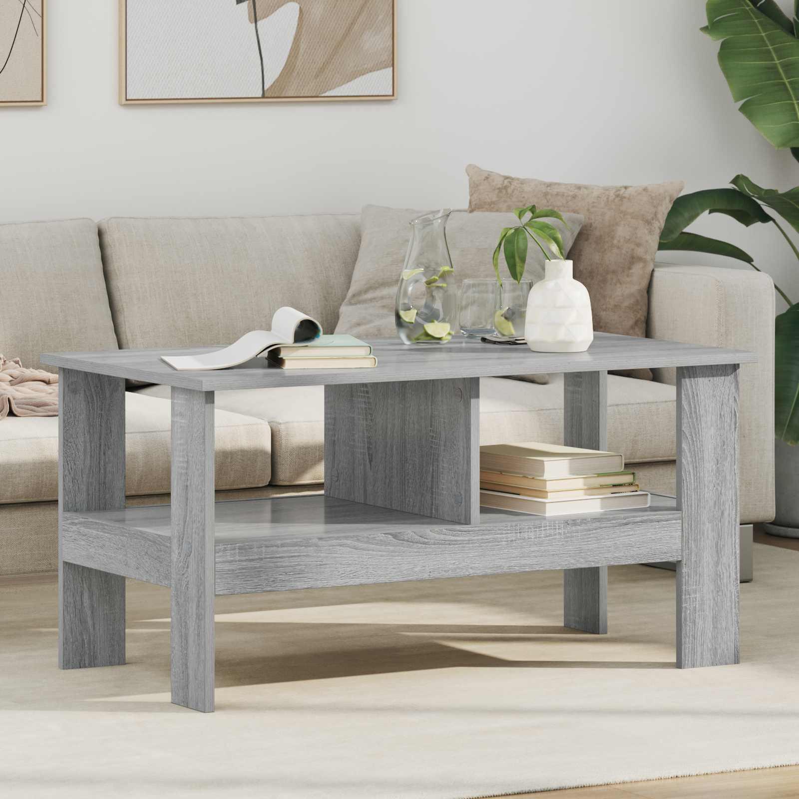 Sofabord Grå Sonoma 90 x 50 x 45 cm Konstrueret træ billede