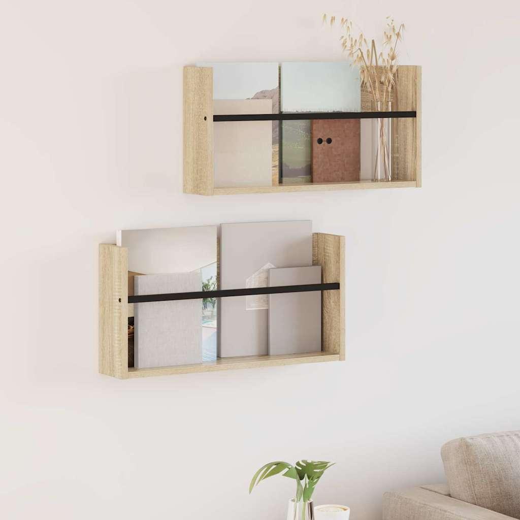 Magasin Rack 2 stk Sonoma eg 60 x 12 x 30 cm Konstrueret træ billede