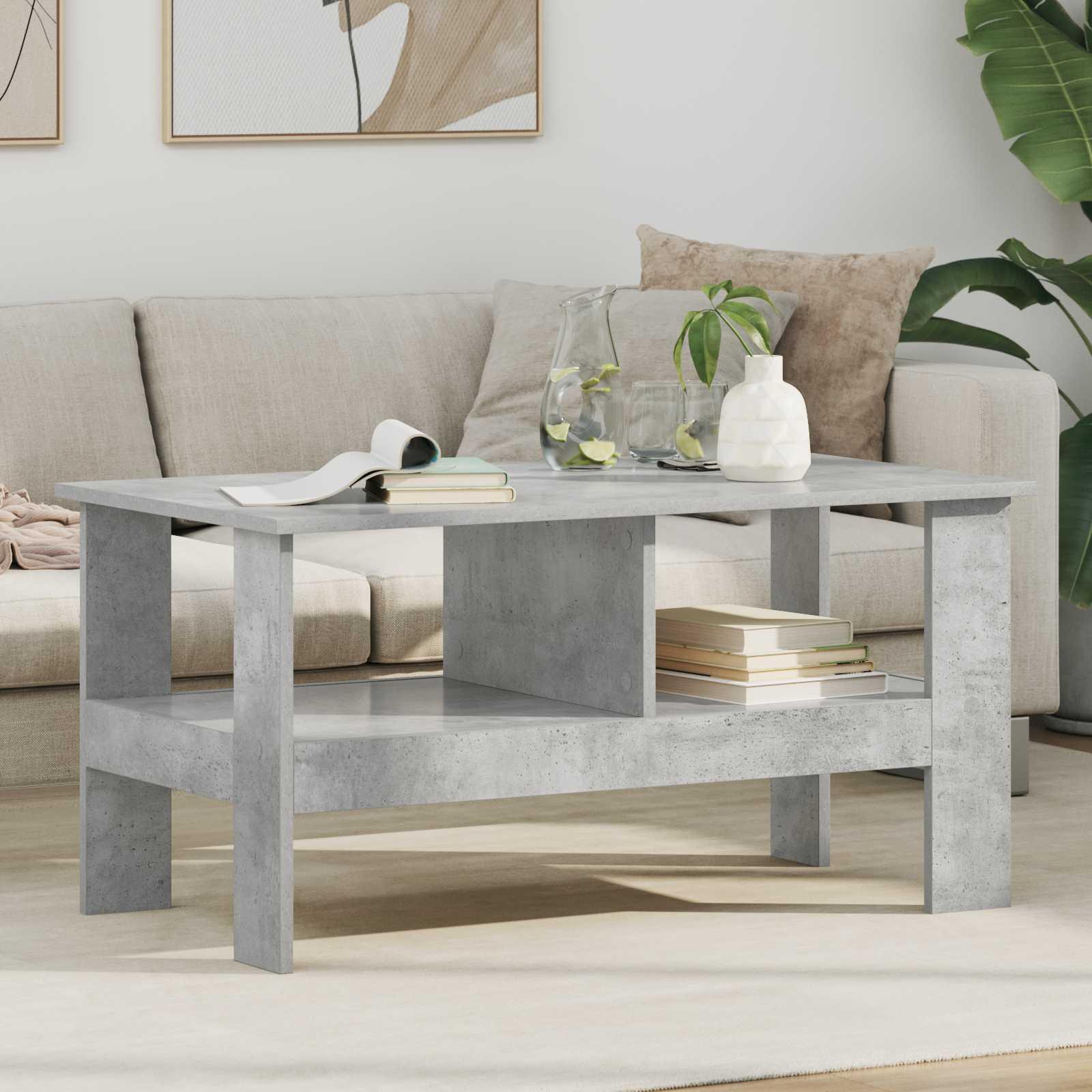Sofabord Beton Grå 90 x 50 x 45 cm Konstrueret træ billede