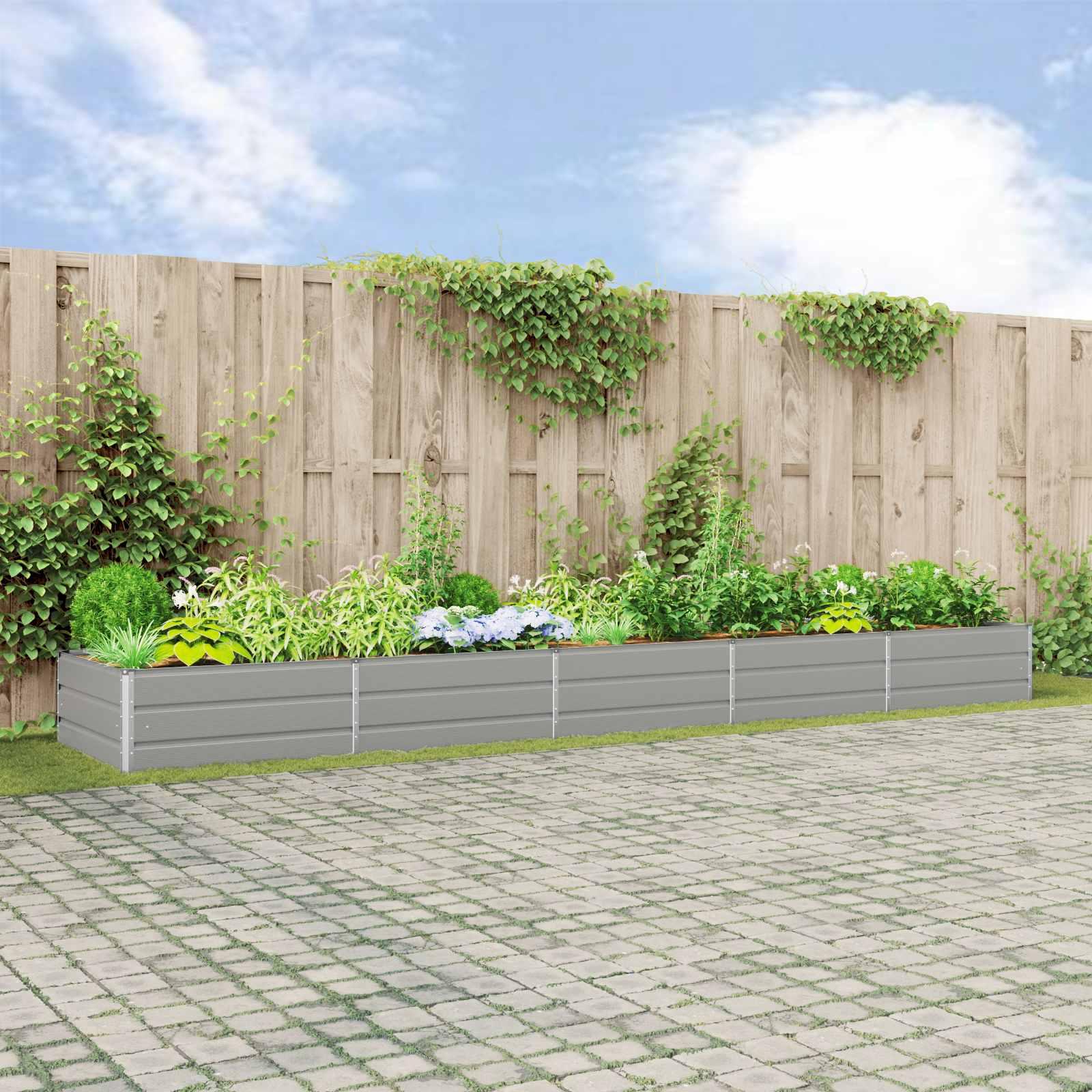 Plantekasse Lysegrå 195 x 100 x 45 cm Galvaniseret stål billede