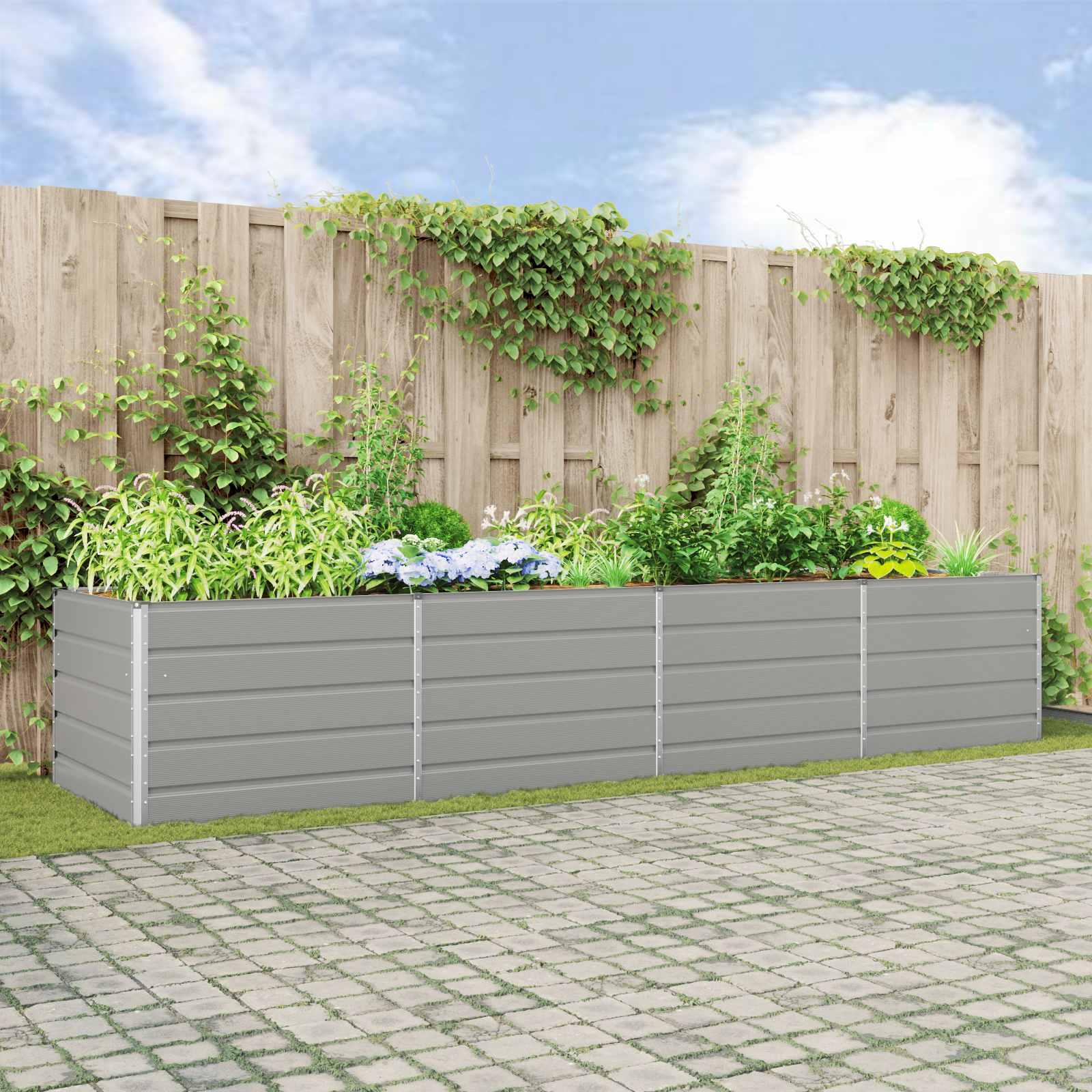 Plantekasse Lysegrå 195 x 100 x 45 cm Galvaniseret stål billede