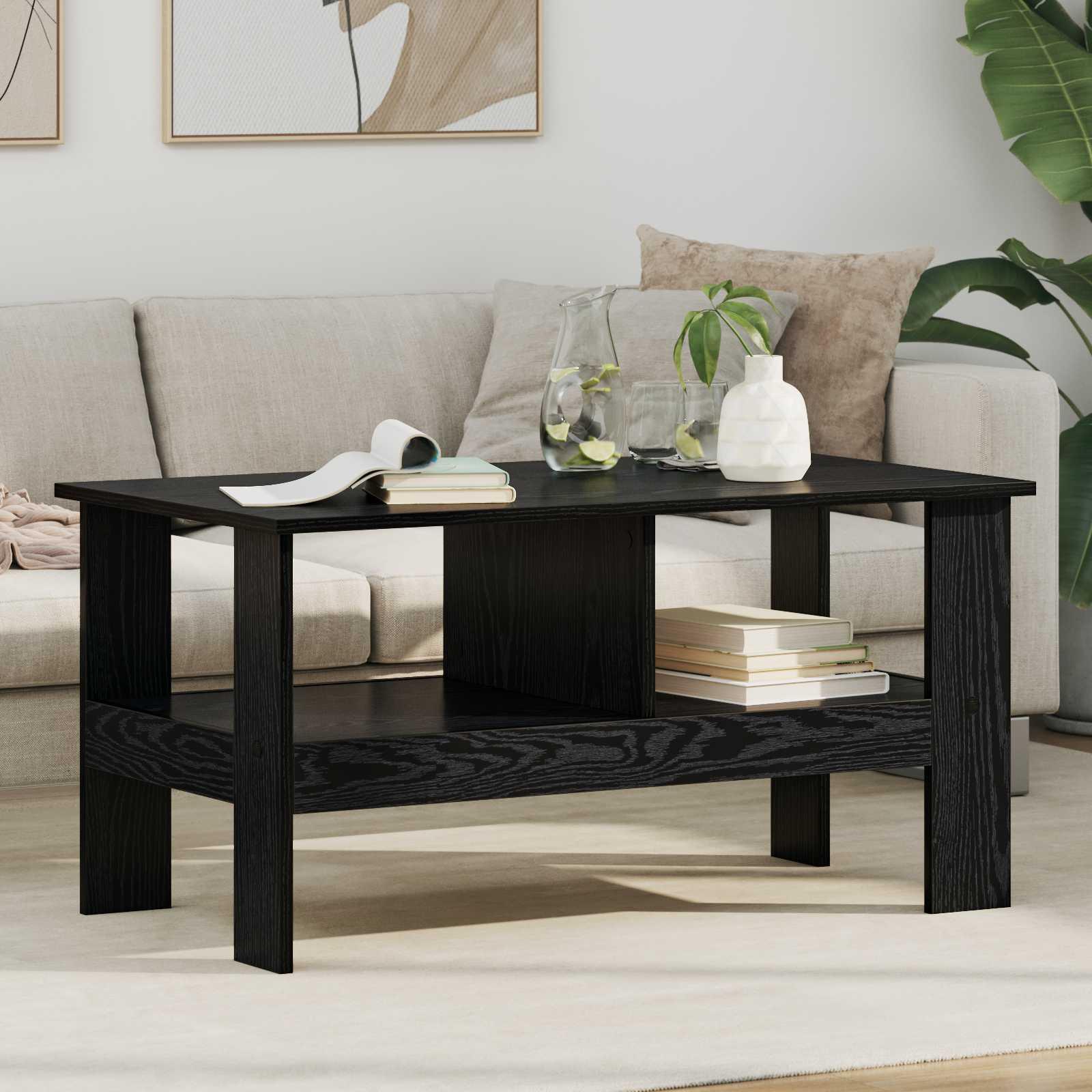 Sofabord Sort eg 90 x 50 x 45 cm Konstrueret træ billede