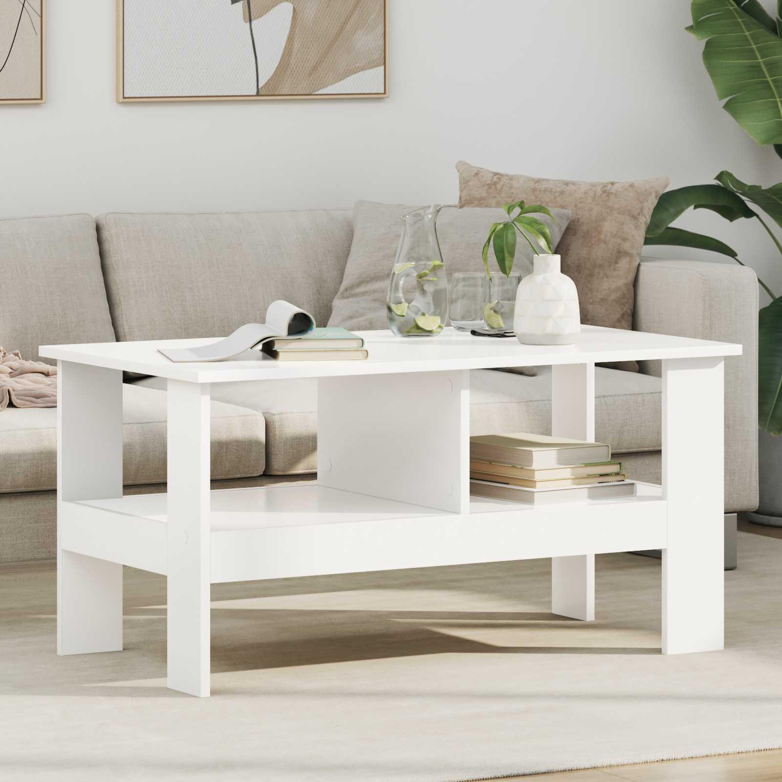 Sofabord Hvid 90 x 50 x 45 cm Konstrueret træ billede