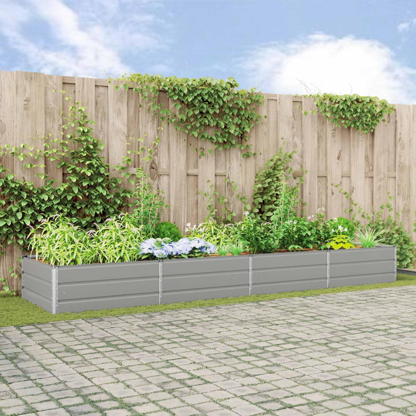 Plantekasse Lysegrå 195 x 100 x 45 cm Galvaniseret stål billede