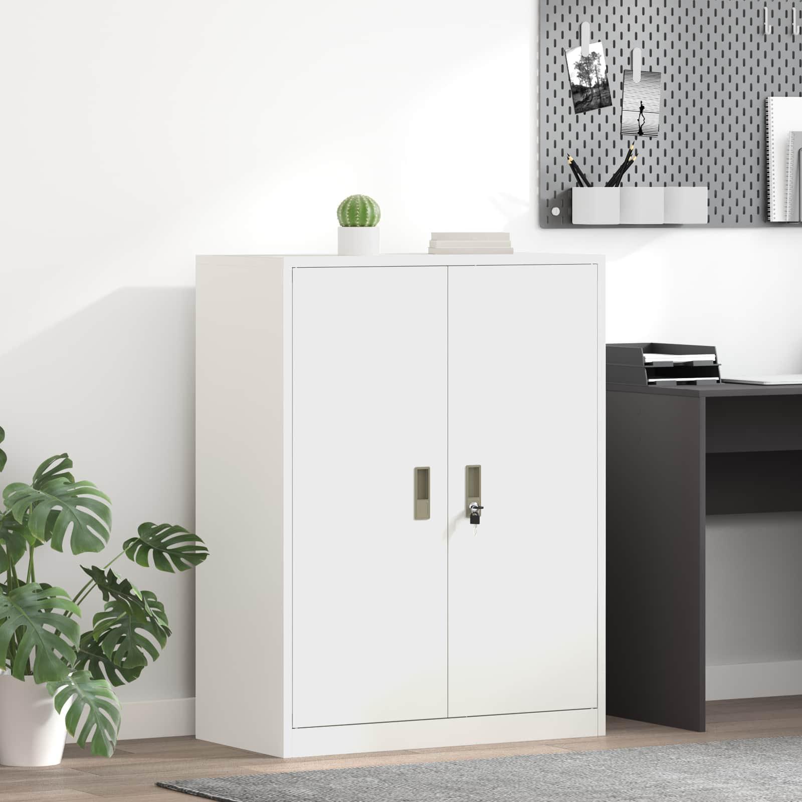 Opbevaringsskab Hvid 80 x 40 x 105 cm Koldvalset Stål billede