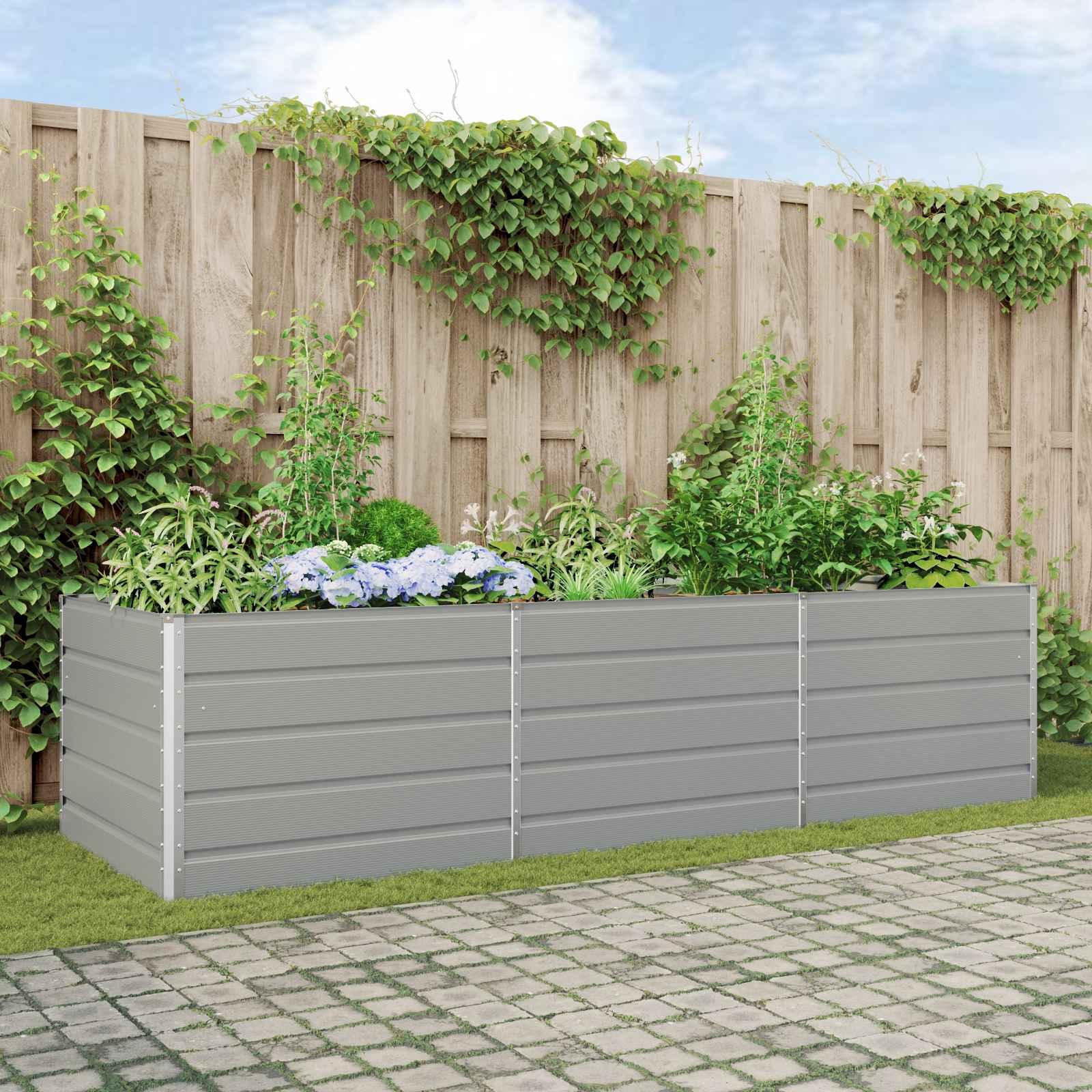 Plantekasse Lysegrå 195 x 100 x 45 cm Galvaniseret stål billede