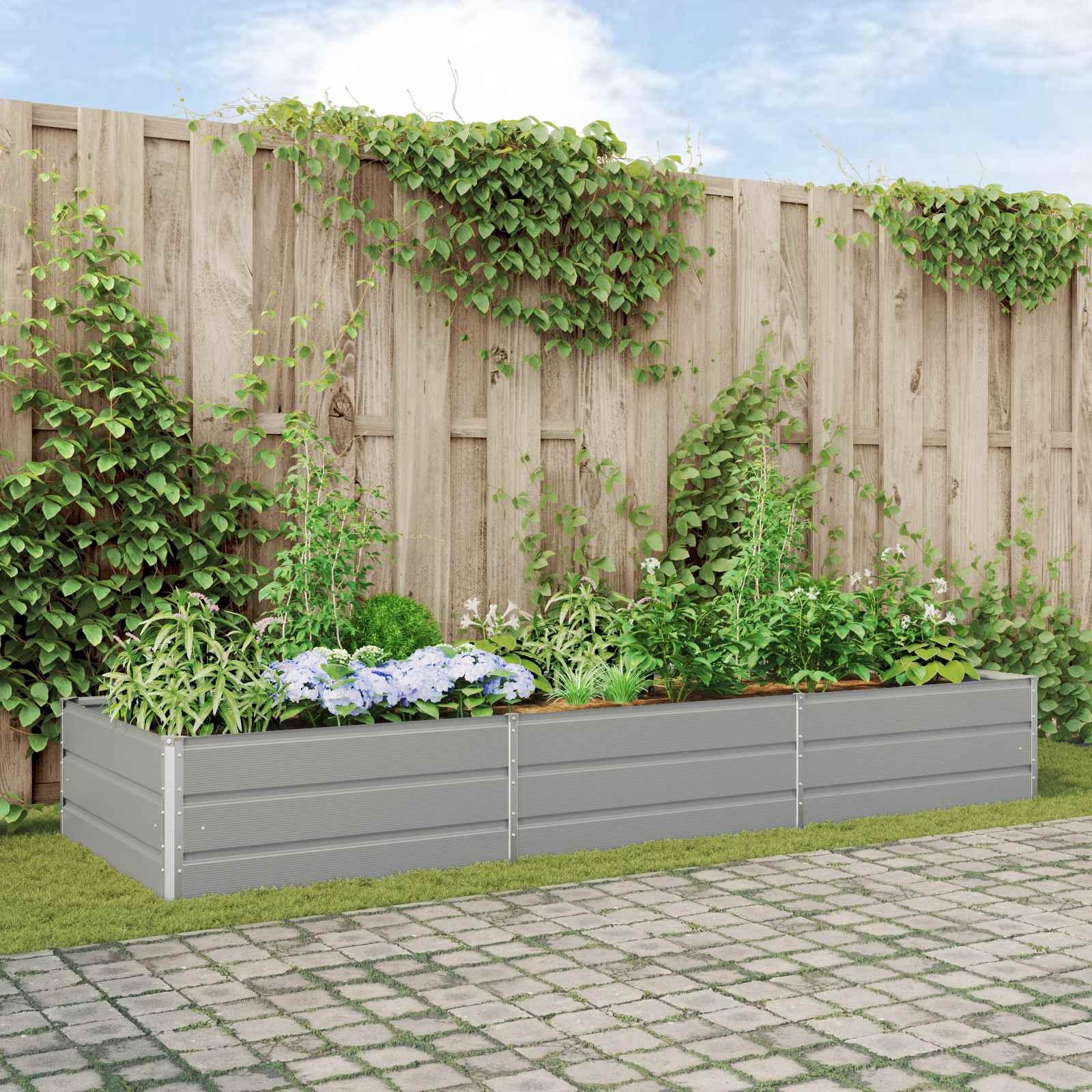 Plantekasse Lysegrå 195 x 100 x 45 cm Galvaniseret stål billede