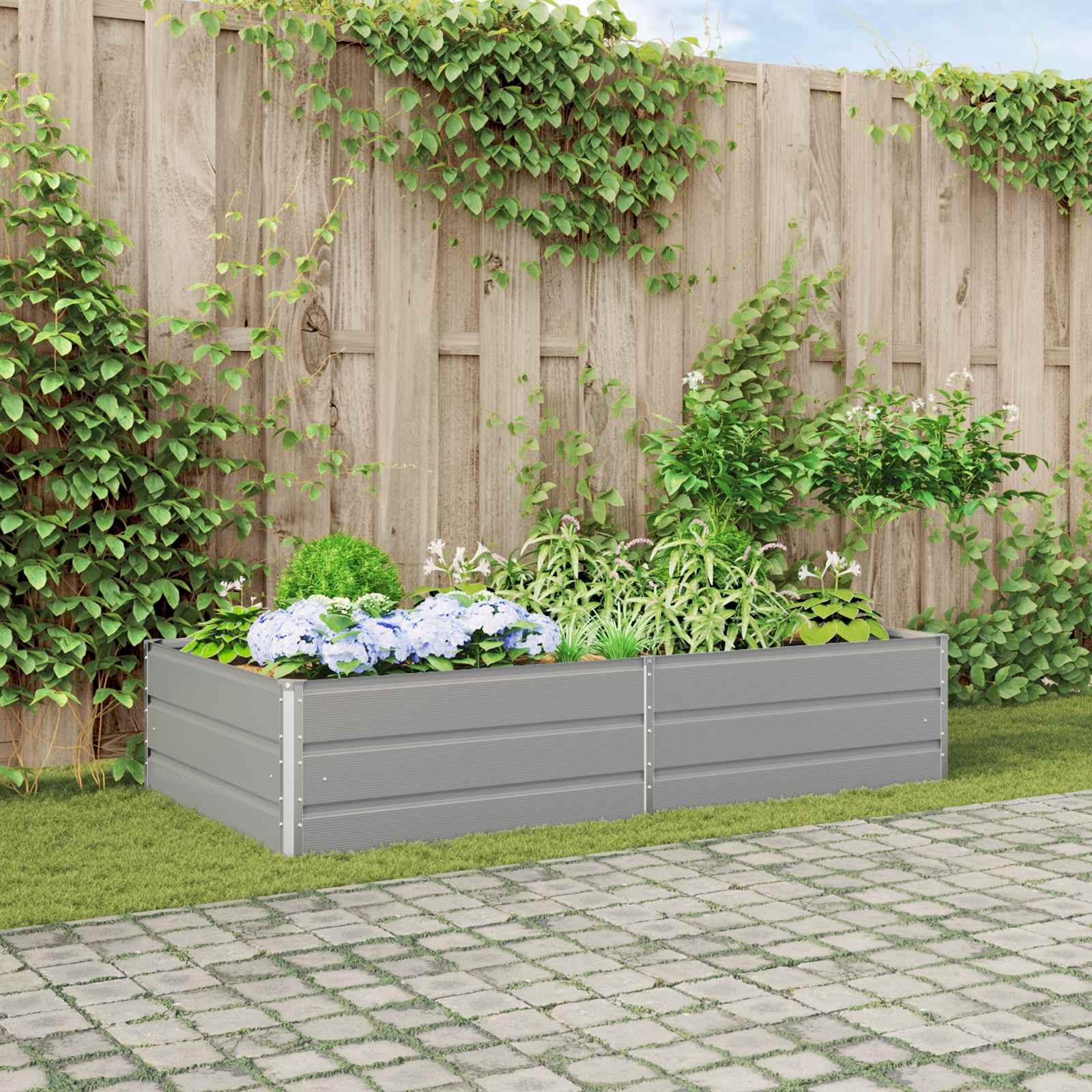 Plantekasse Lysegrå 195 x 100 x 45 cm Galvaniseret stål billede
