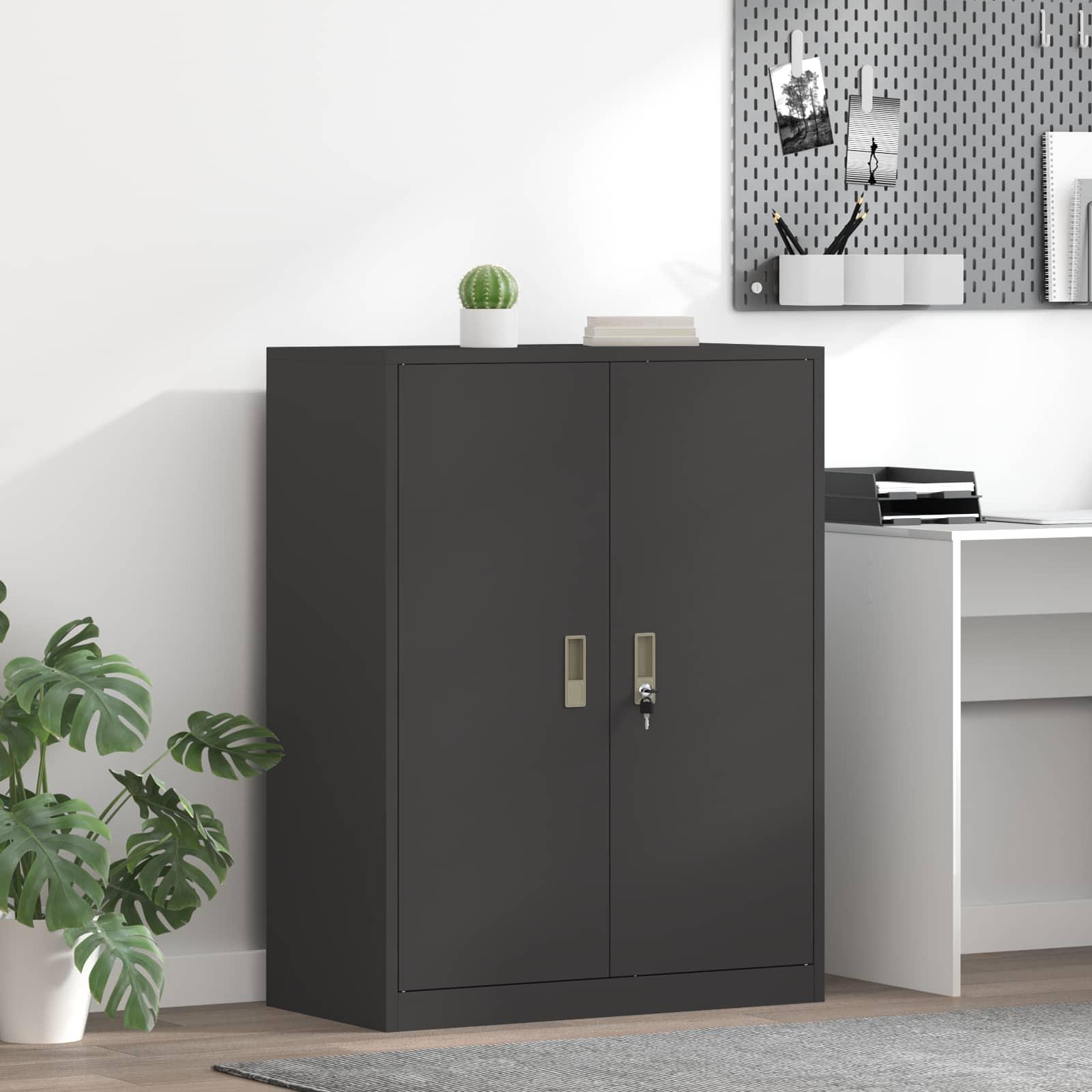 Opbevaringsskab Sort 80 x 40 x 105 cm Koldvalset Stål billede