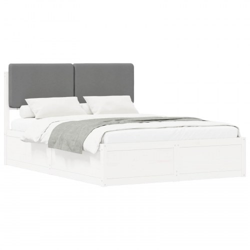 Sengestel med polstret hovedgavl - natur/mørkegrå 90 x 200 cm