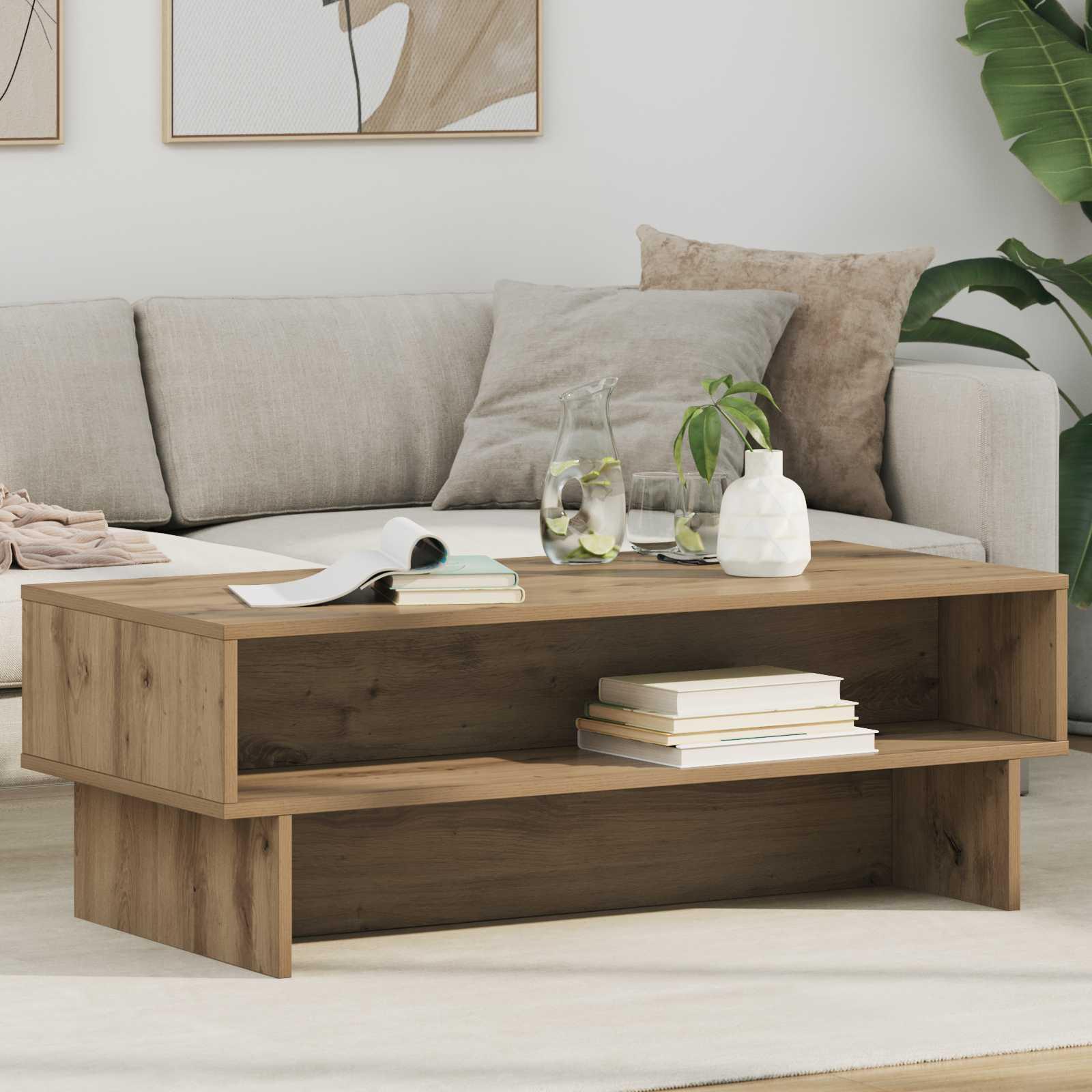 Sofabord Artisan Egetræ 100 x 46 x 35 cm Konstrueret træ billede