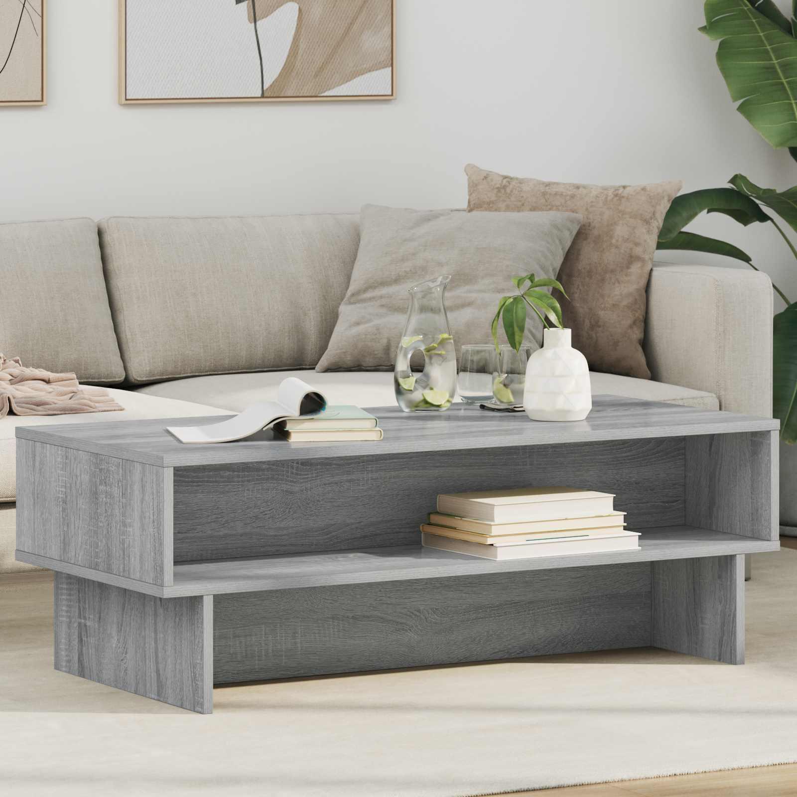 Sofabord Grå Sonoma 100 x 46 x 35 cm Konstrueret træ billede