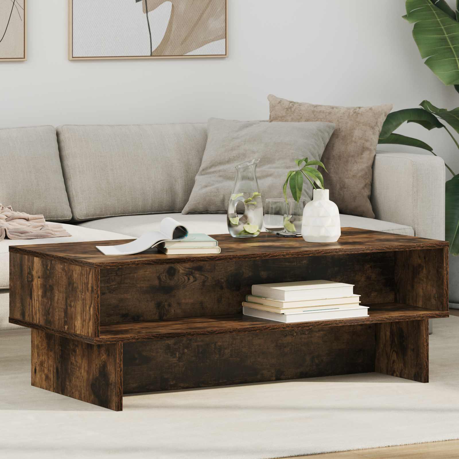 Sofabord Røget eg 100 x 46 x 35 cm Konstrueret træ billede