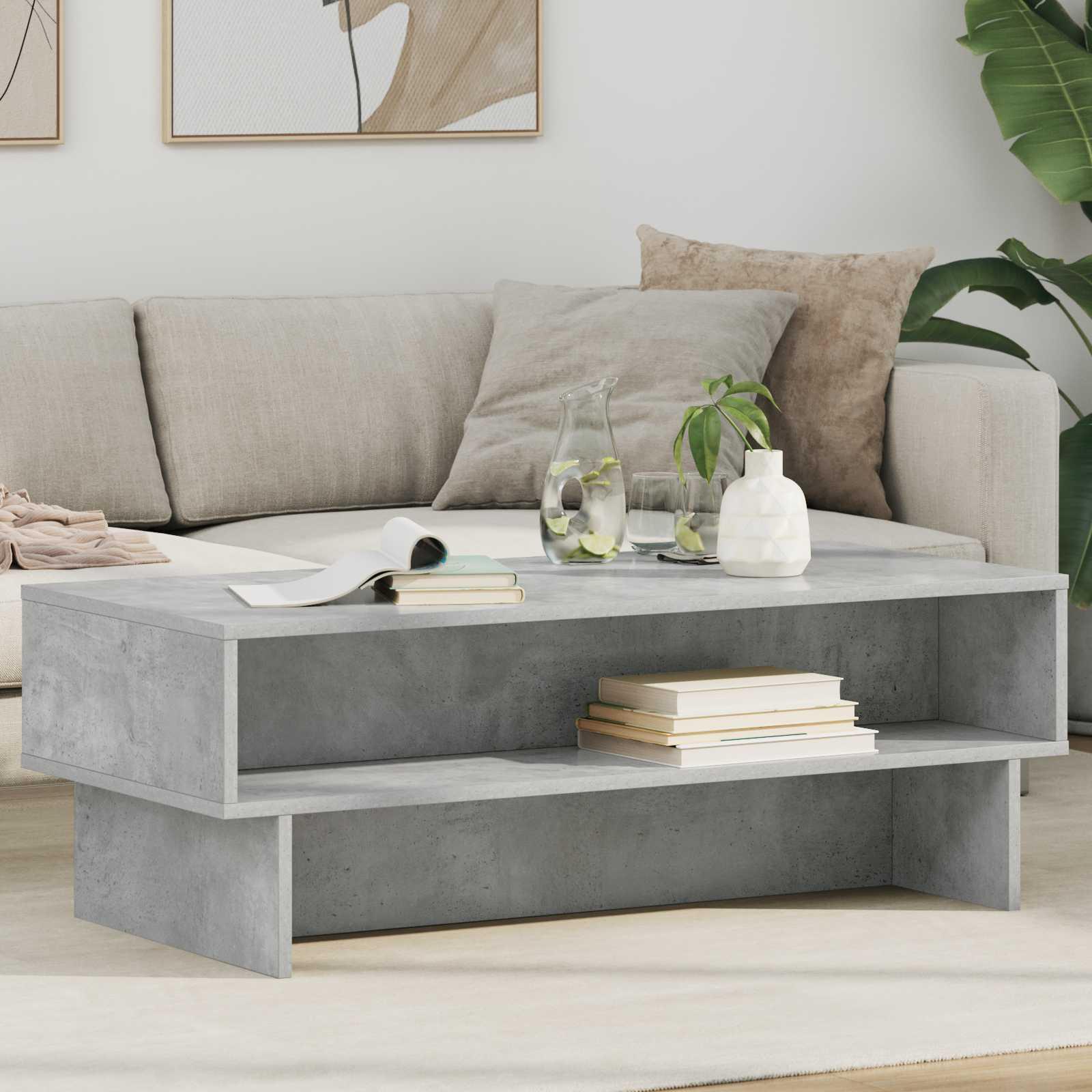 Sofabord Beton Grå 100 x 46 x 35 cm Konstrueret træ billede