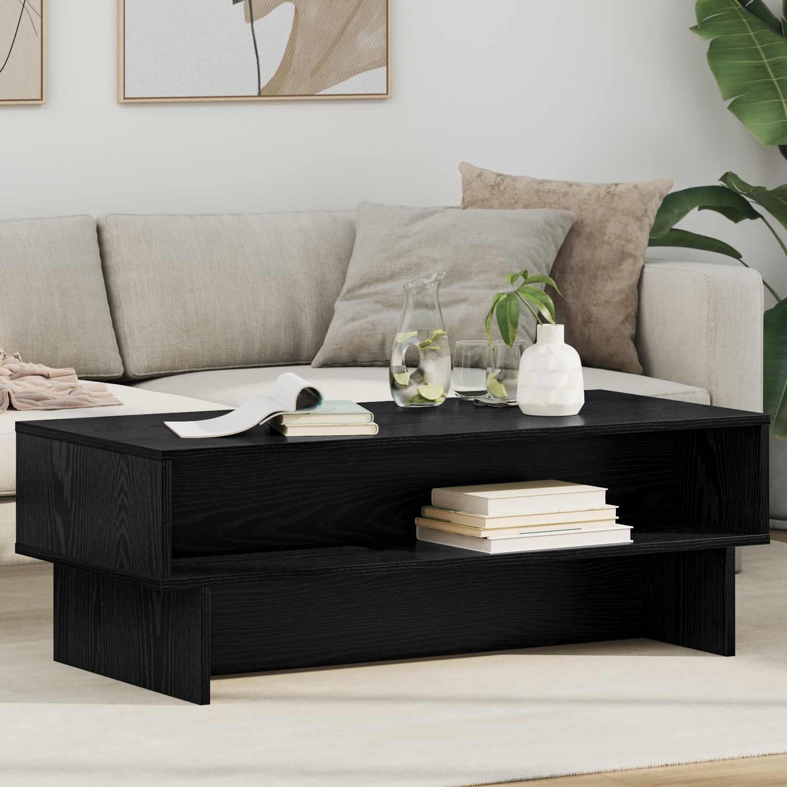 Sofabord Sort eg 100 x 46 x 35 cm Konstrueret træ billede