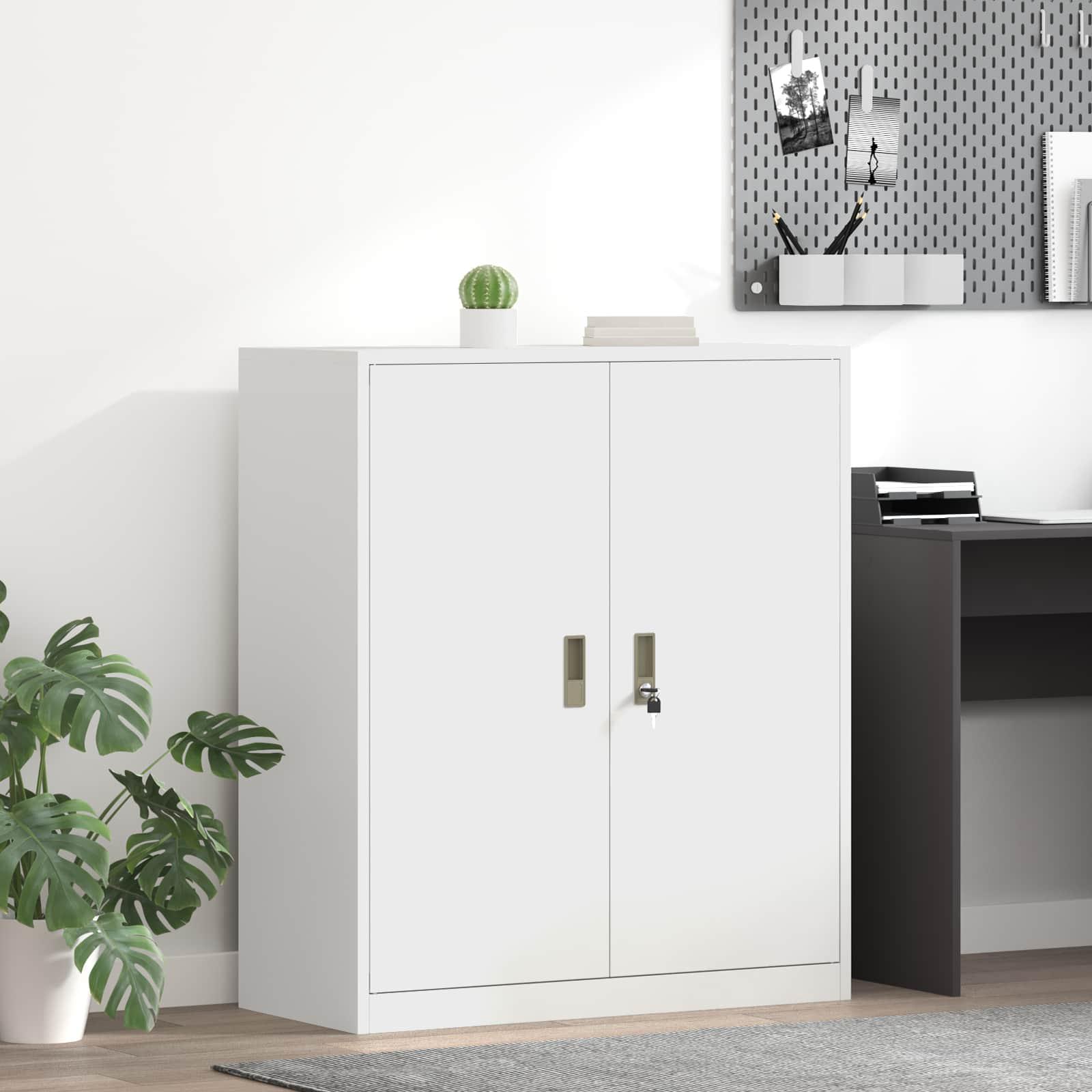 Opbevaringsskab Hvid 90 x 40 x 105 cm Koldvalset Stål billede
