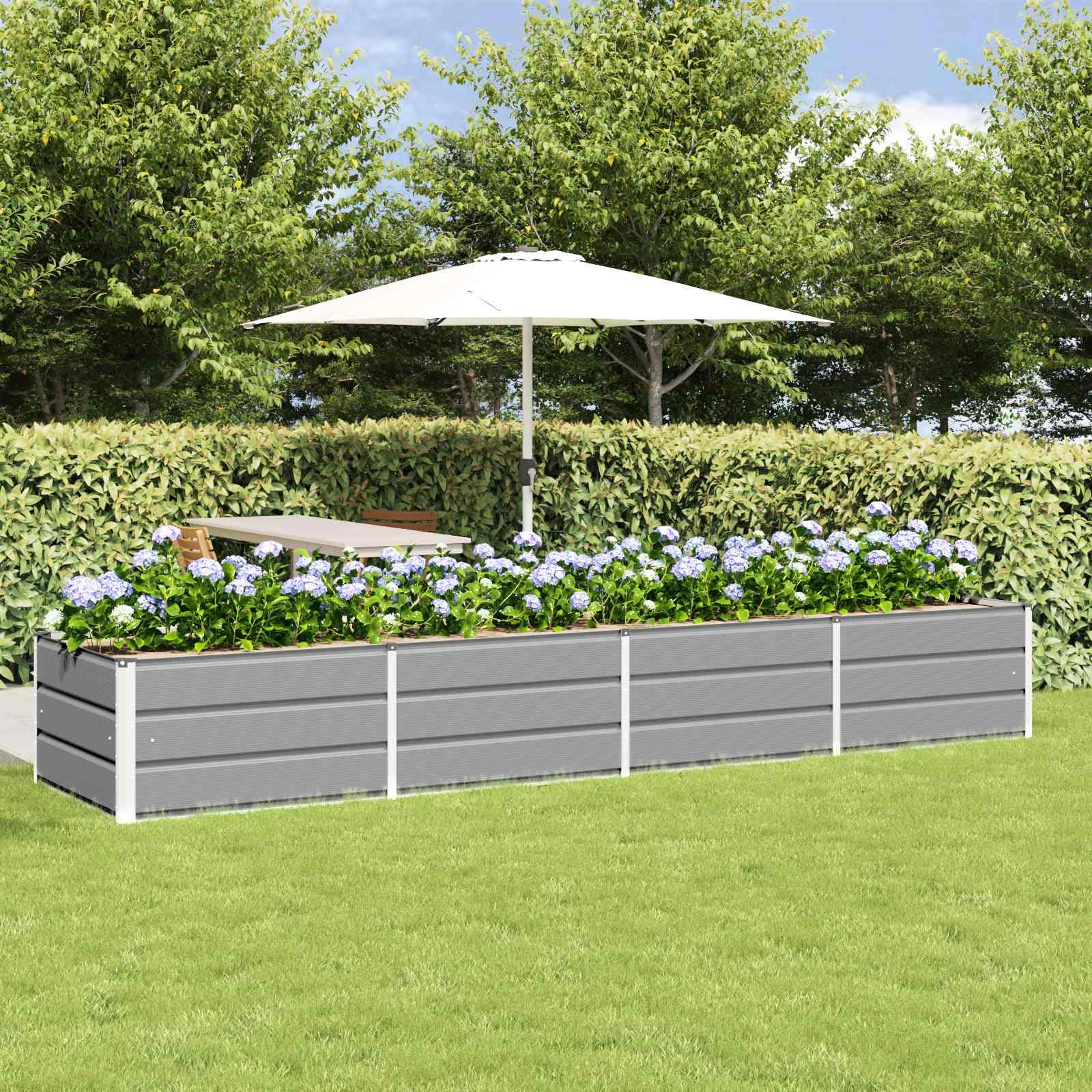 Plantekasse Lysegrå 320 x 80 x 45 cm Stål billede