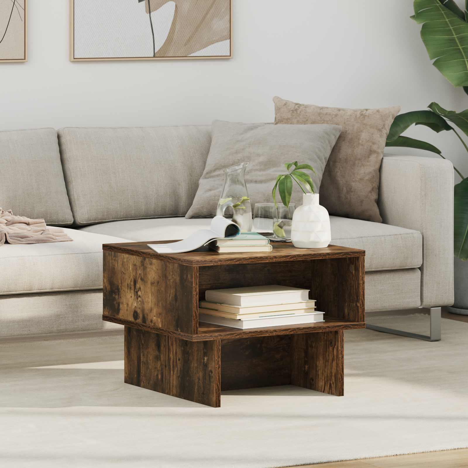 Sofabord Røget eg 48 x 46 x 35 cm Konstrueret træ billede