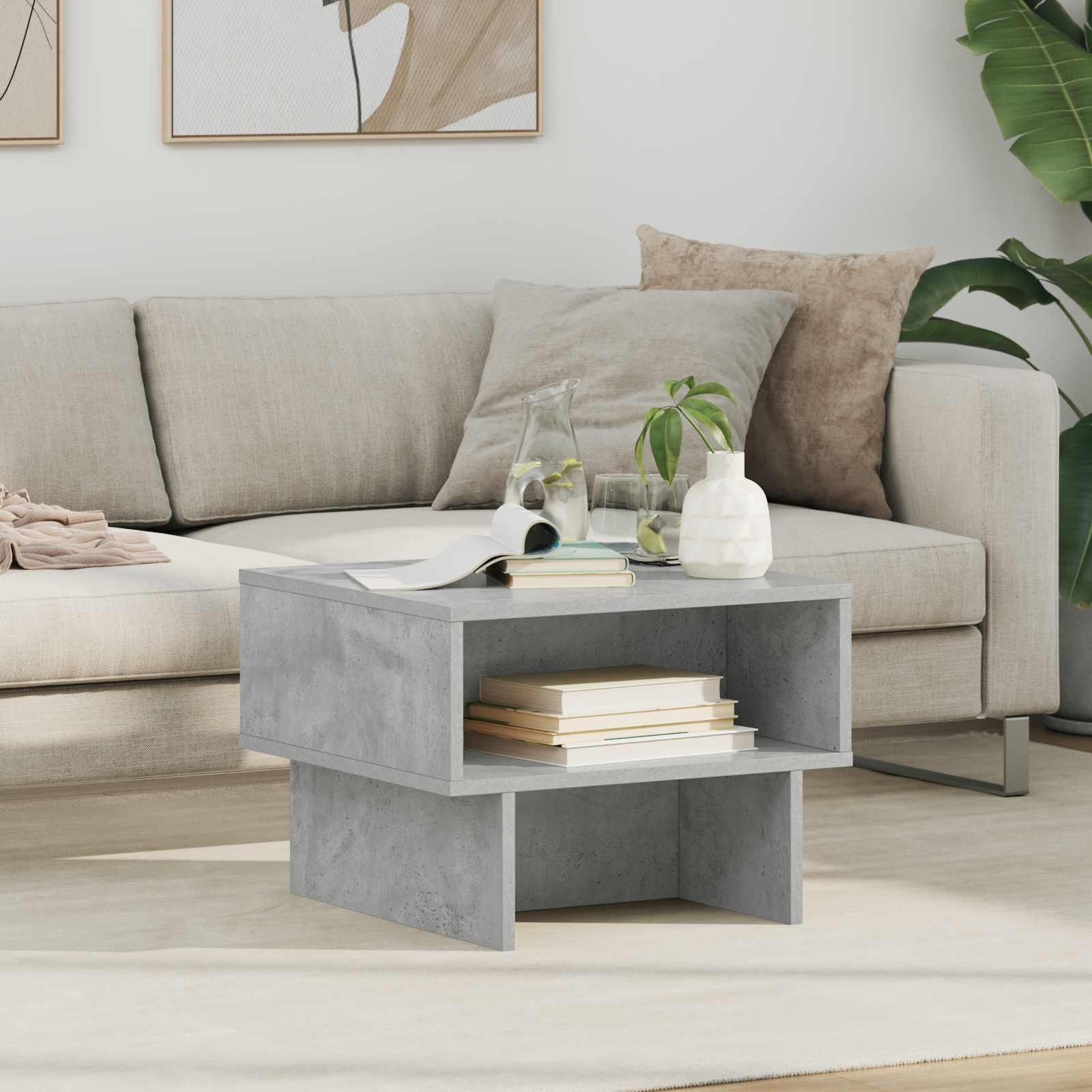 Sofabord Beton Grå 48 x 46 x 35 cm Konstrueret træ billede