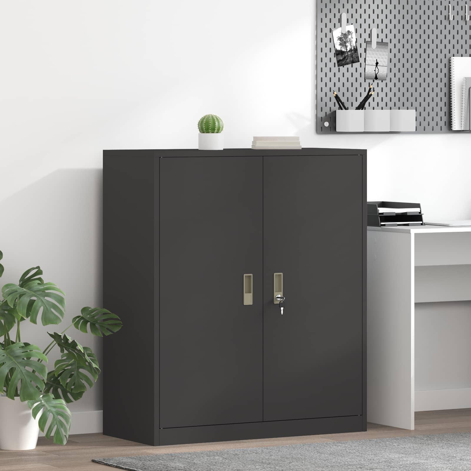 Opbevaringsskab Sort 90 x 40 x 105 cm Koldvalset Stål billede
