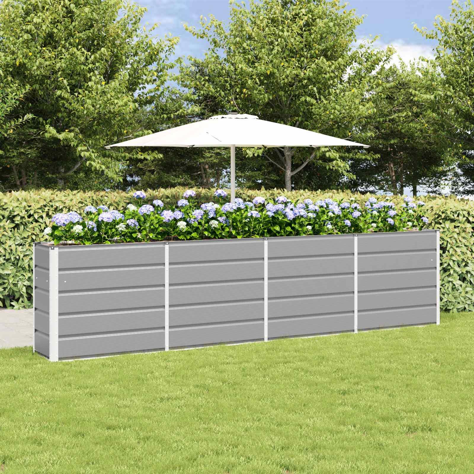 Plantekasse Lysegrå 160 x 40 x 75 cm Stål billede