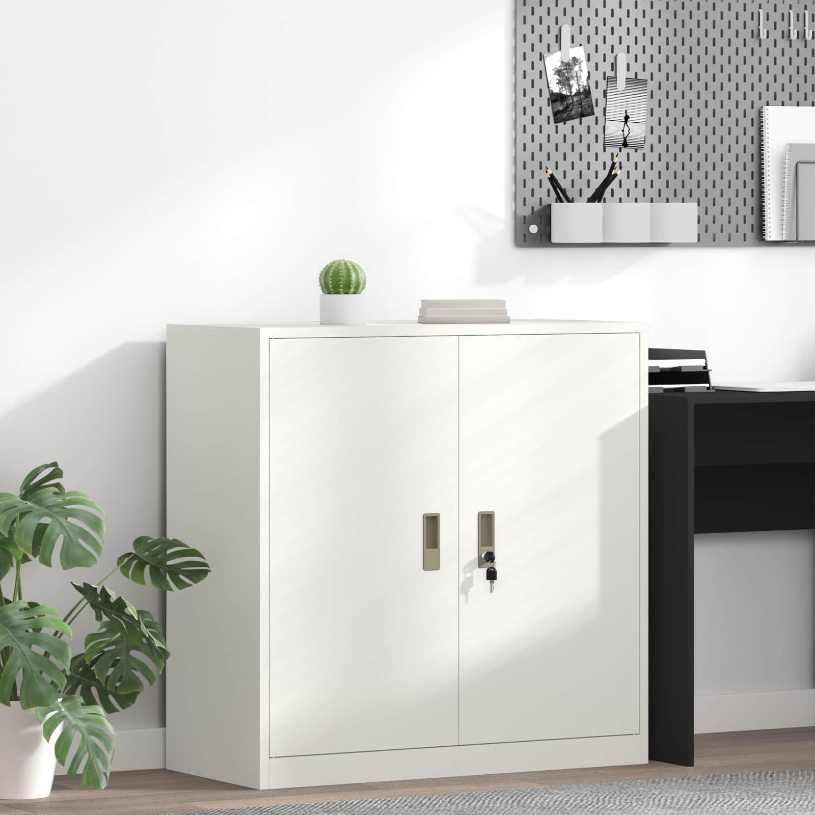 Opbevaringsskab Hvid 90 x 40 x 90 cm Koldvalset Stål billede