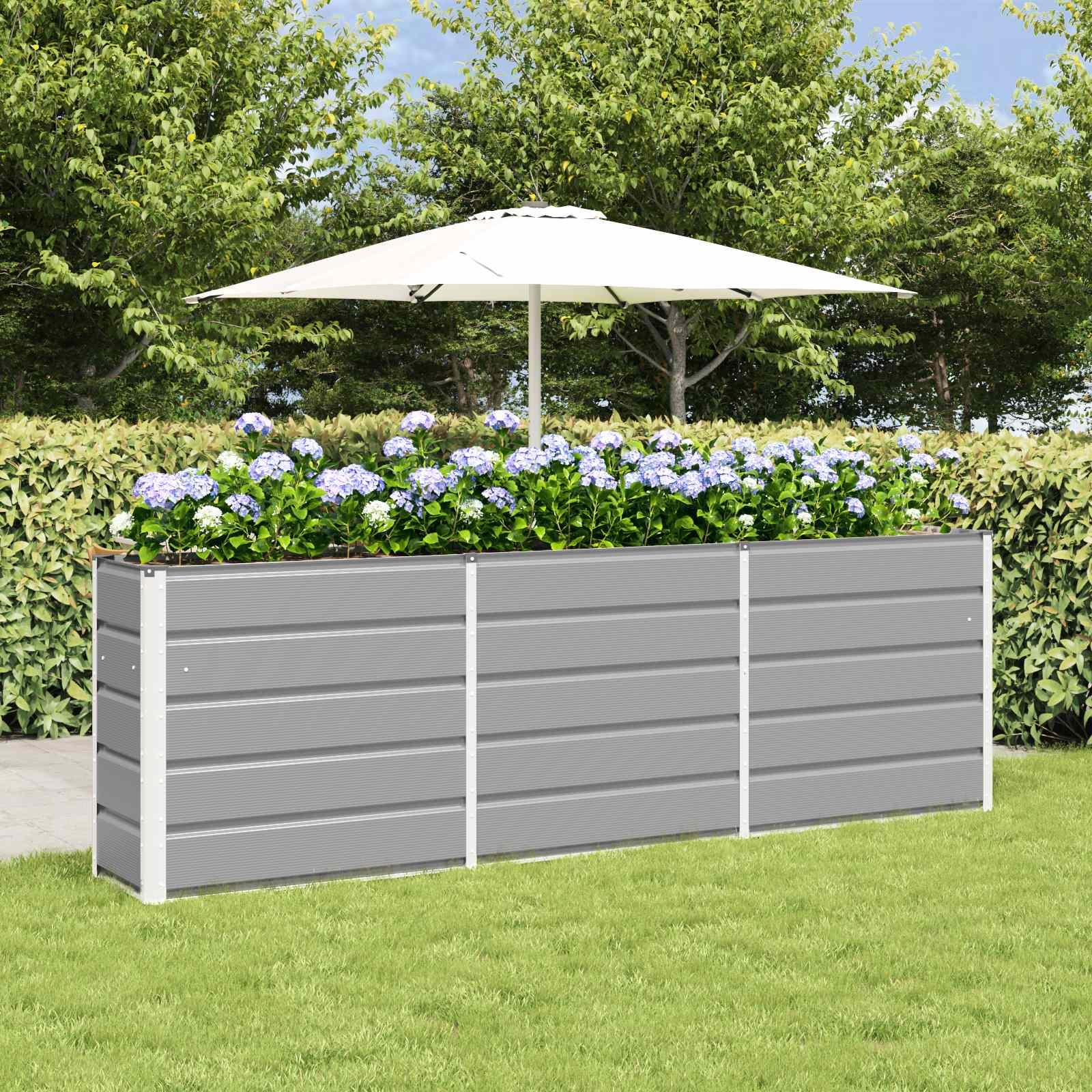 Plantekasse Lysegrå 160 x 40 x 75 cm Stål billede