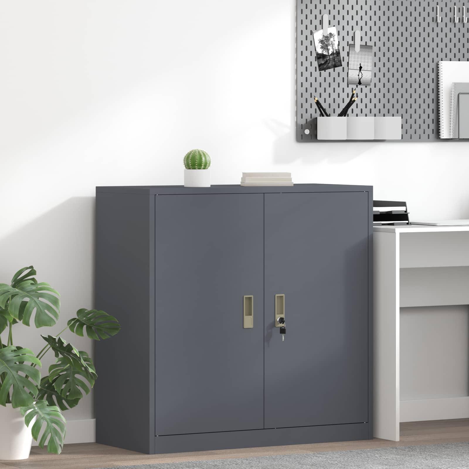 Opbevaringsskab i stål - antracit, 90 × 40 × 90 cm, låsbart billede