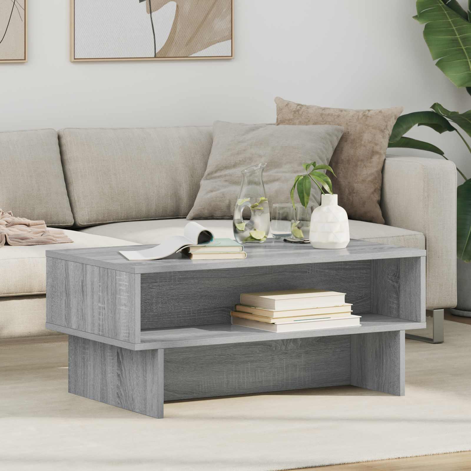 Sofabord Grå Sonoma 80 x 46 x 35 cm Konstrueret træ billede
