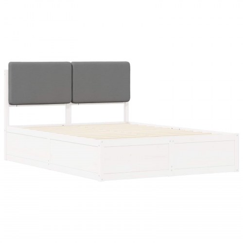 Sengestel med polstret hovedgavl - natur/mørkegrå 140 x 190 cm