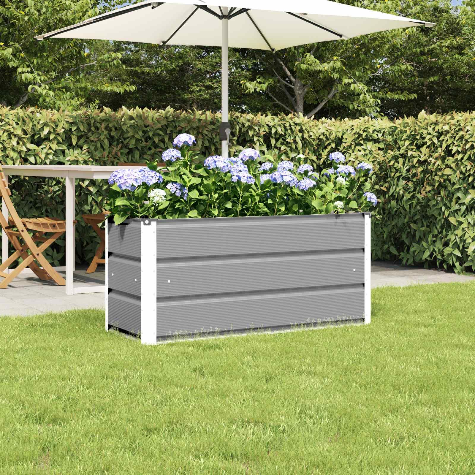 Plantekasse Lysegrå 100 x 40 x 45 cm Stål billede
