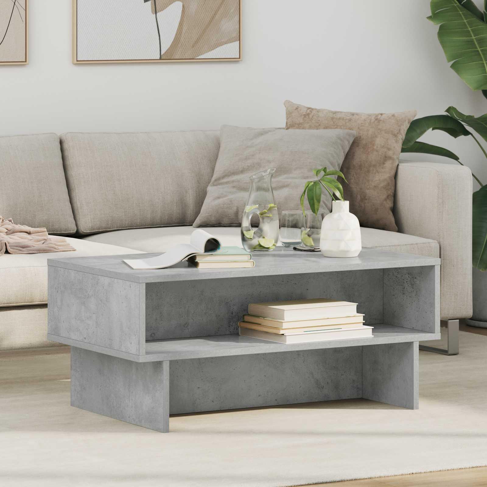Sofabord Beton Grå 80 x 46 x 35 cm Konstrueret træ billede