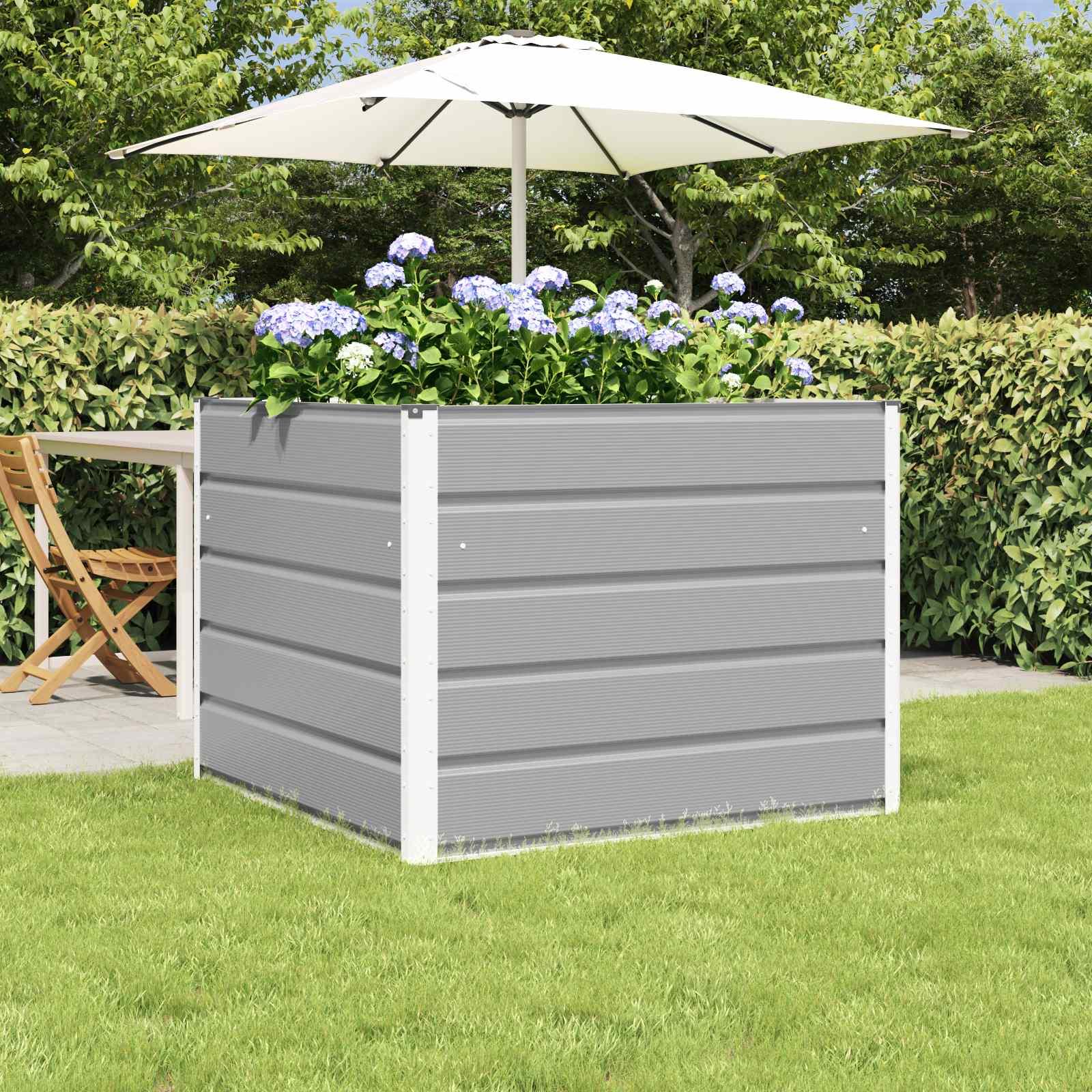 Plantekasse Lysegrå 100 x 100 x 75 cm Stål billede