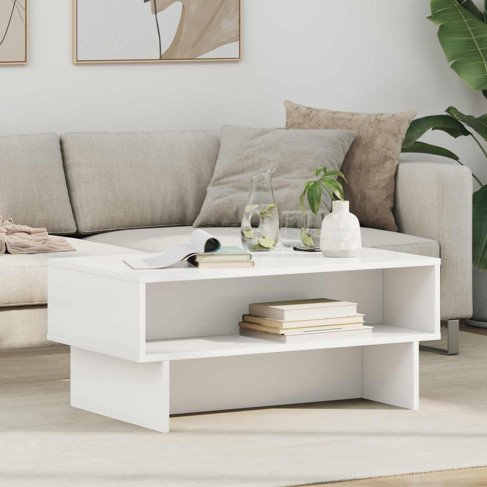 Sofabord Hvid 80 x 46 x 35 cm Konstrueret træ billede