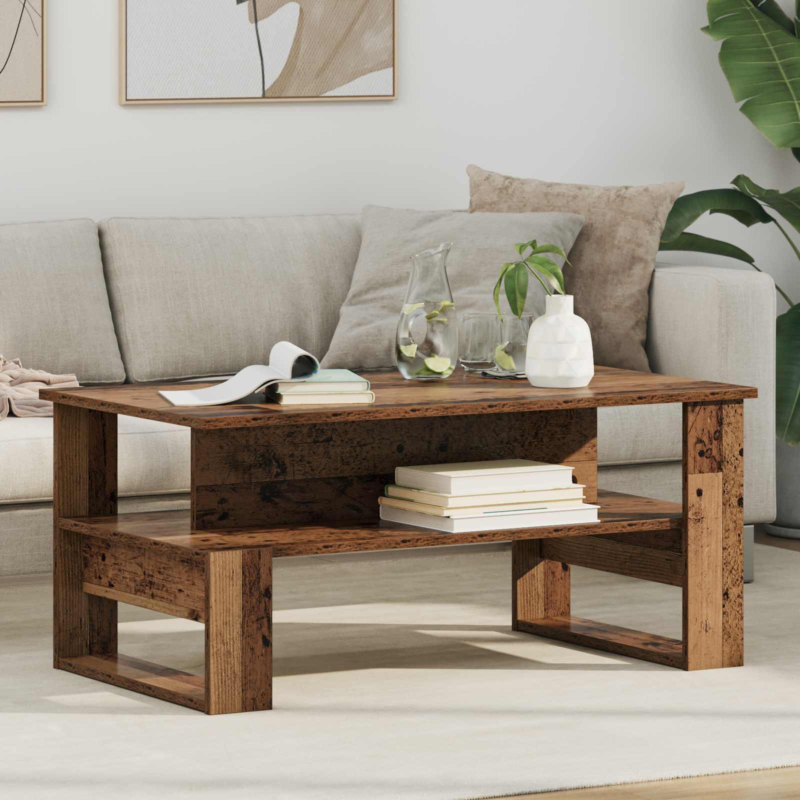 Sofabord Gammelt træ 90 x 50 x 40 cm Konstrueret træ billede