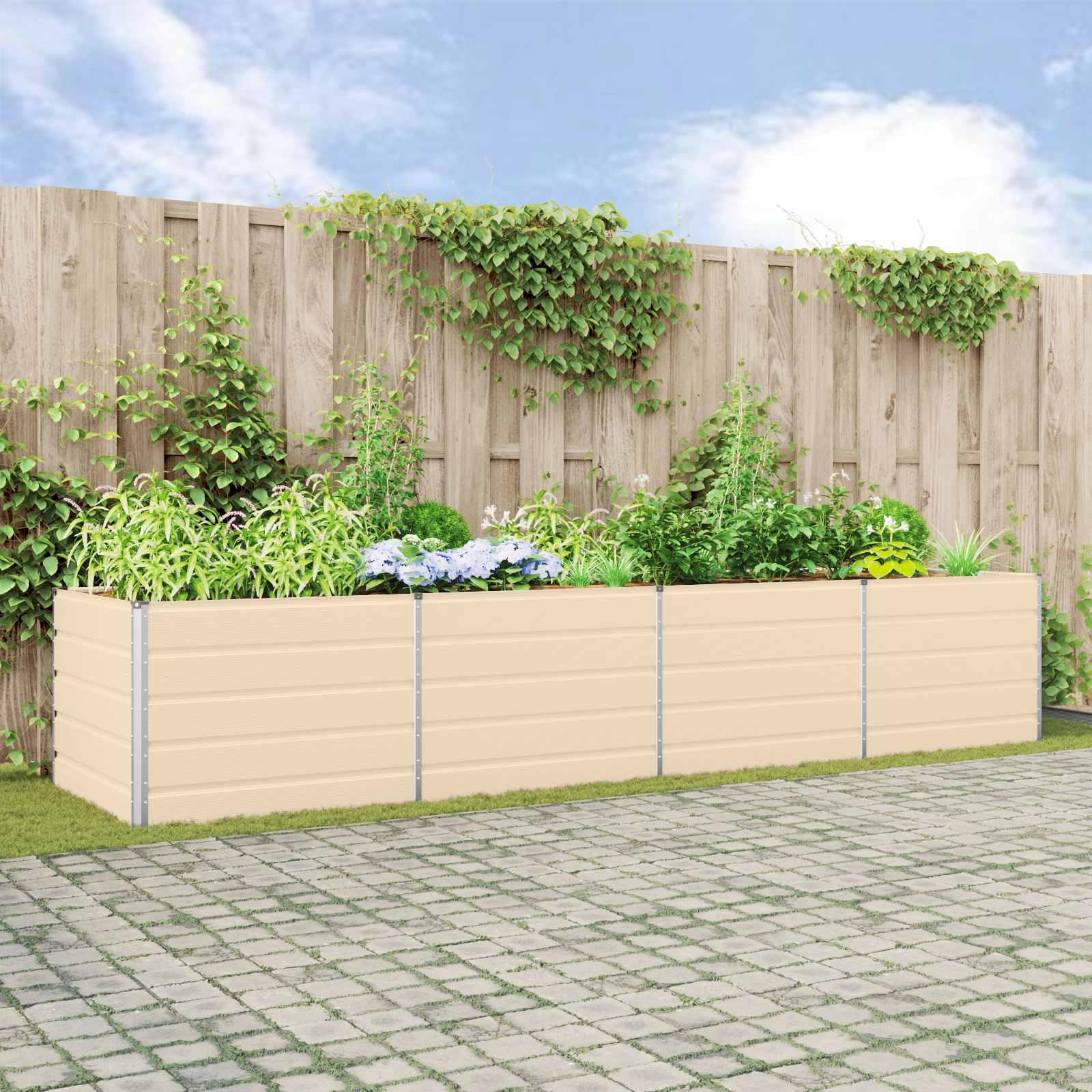 Plantekasse Elfenben 195 x 100 x 45 cm Galvaniseret stål billede