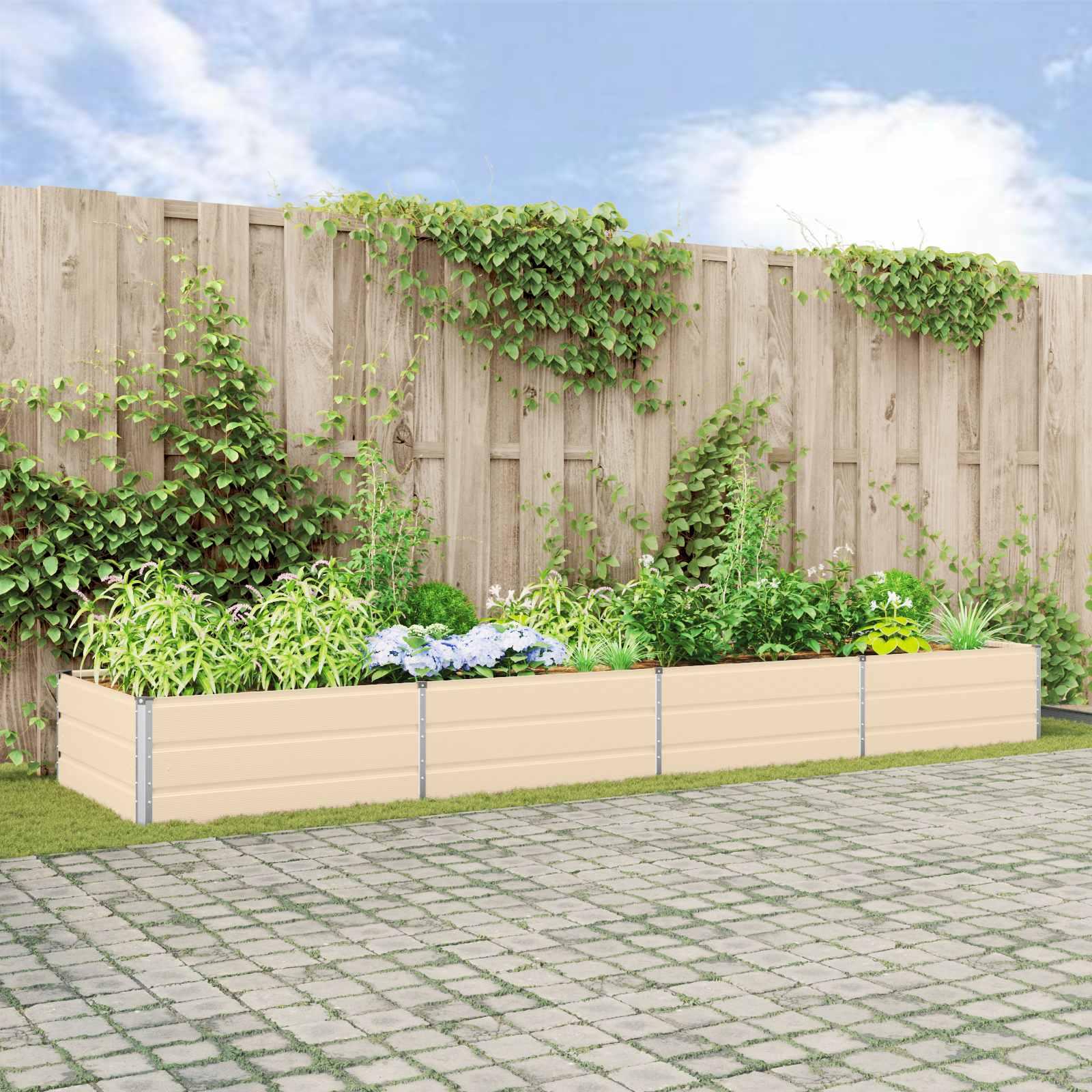Plantekasse Elfenben 195 x 100 x 45 cm Galvaniseret stål billede