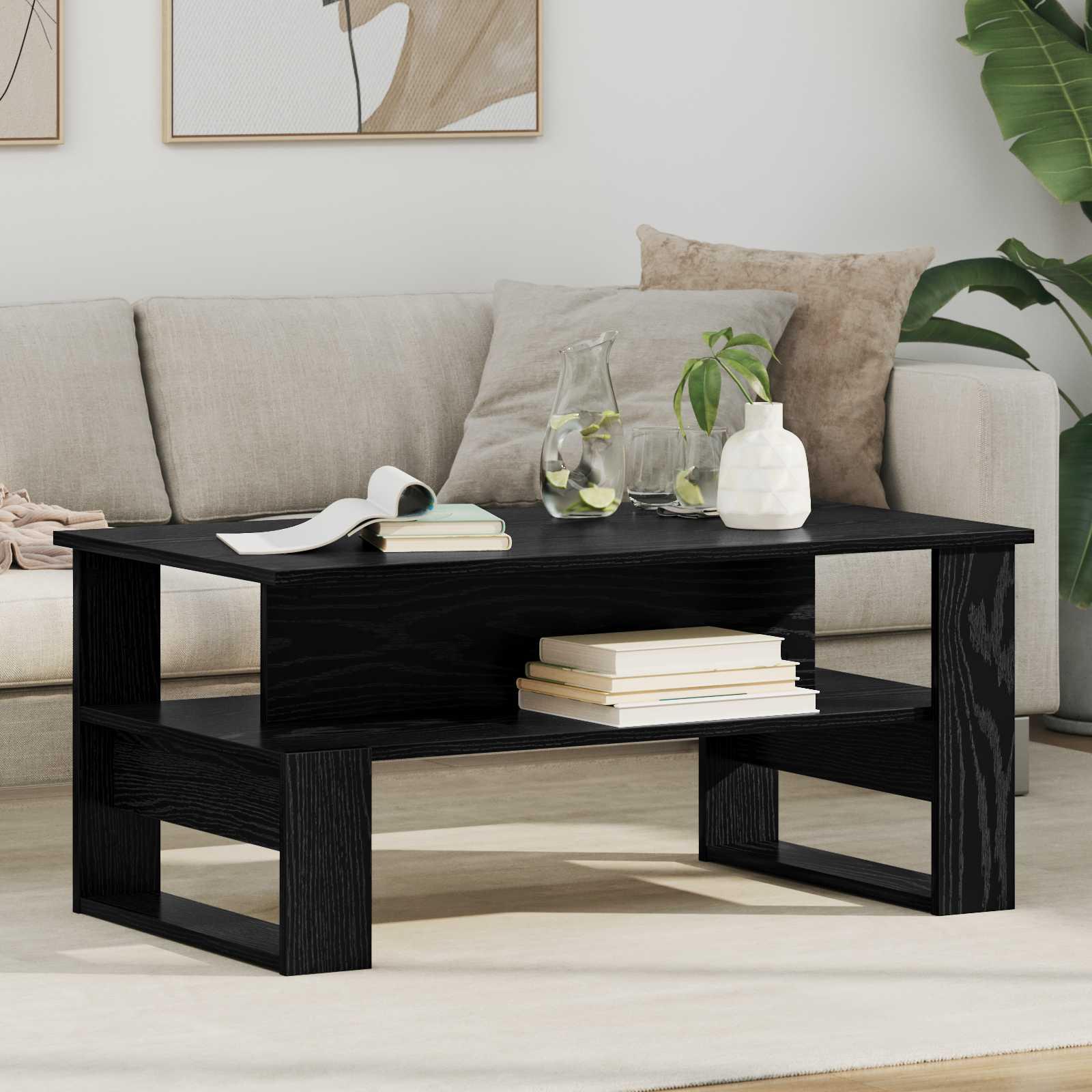 Sofabord Sort eg 90 x 50 x 40 cm Konstrueret træ billede