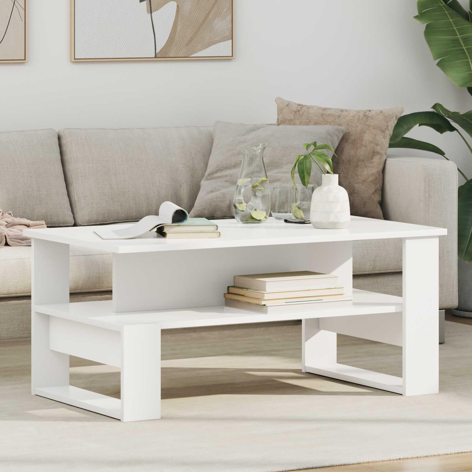 Sofabord Hvid 90 x 50 x 40 cm Konstrueret træ billede
