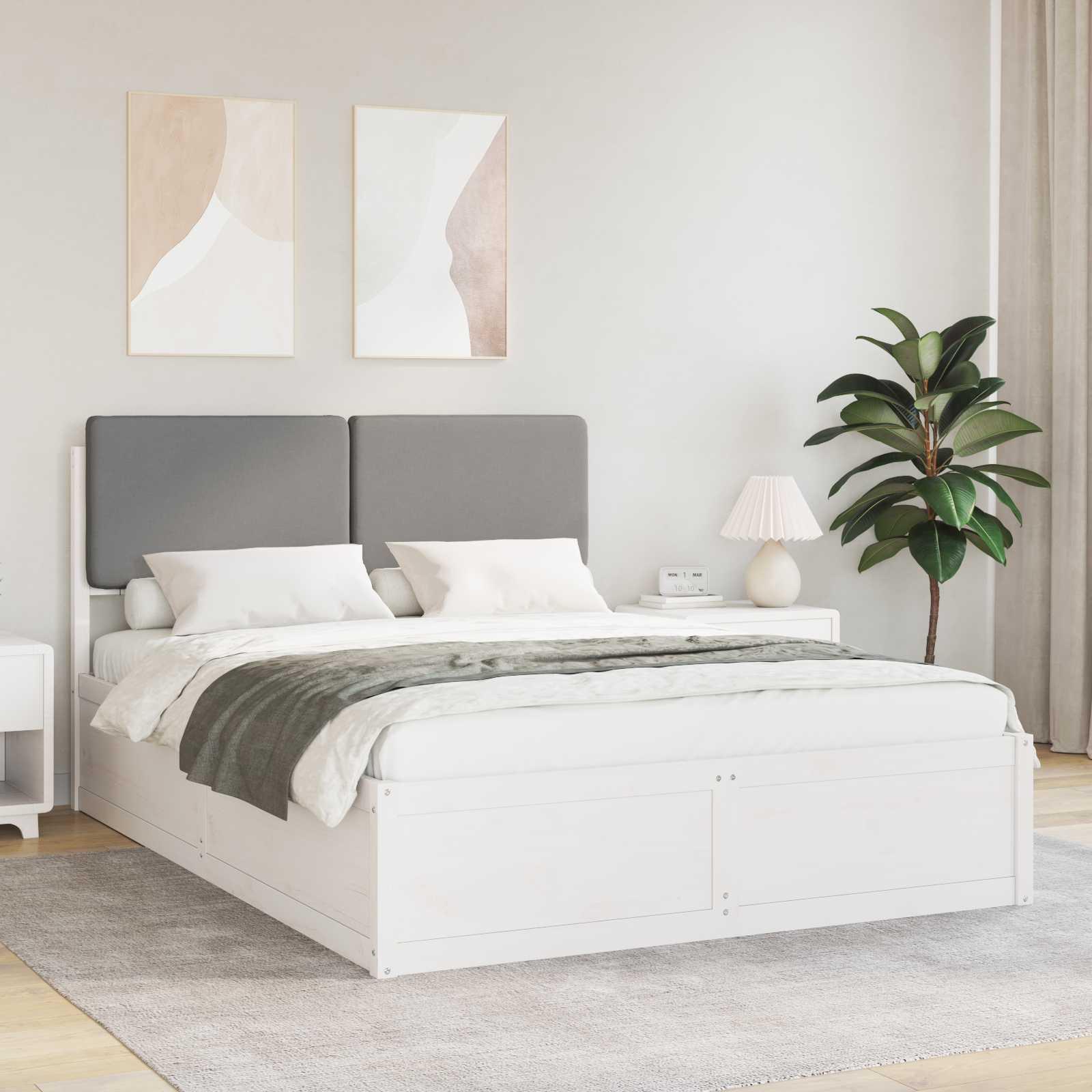 Sengestel med Polstret Hovedgavl Sort 160 x 200 cm billede