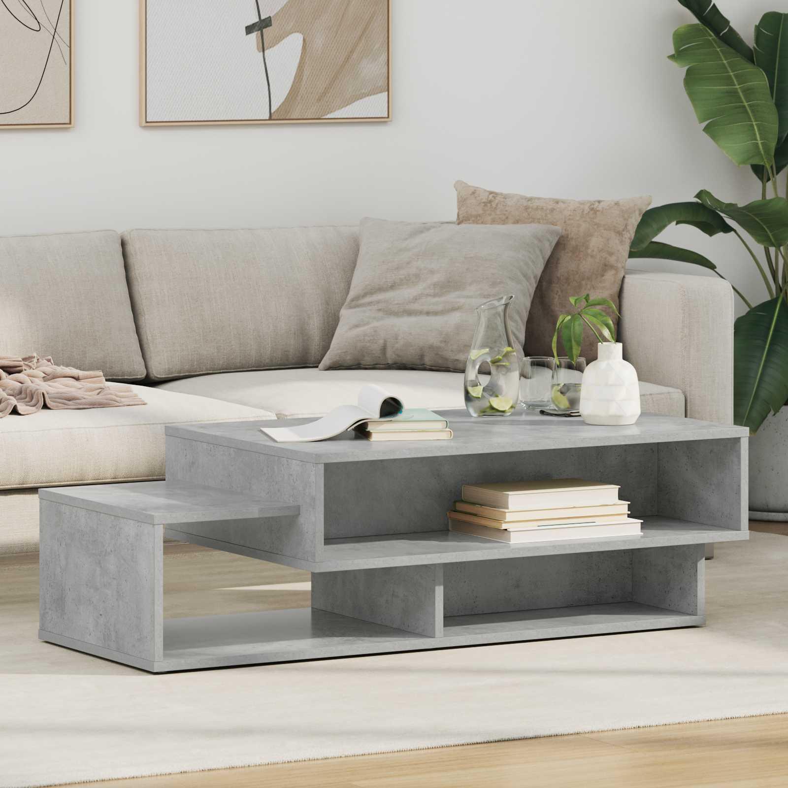 Sofabord Beton Grå 105 x 50 x 32,5 cm Konstrueret træ billede